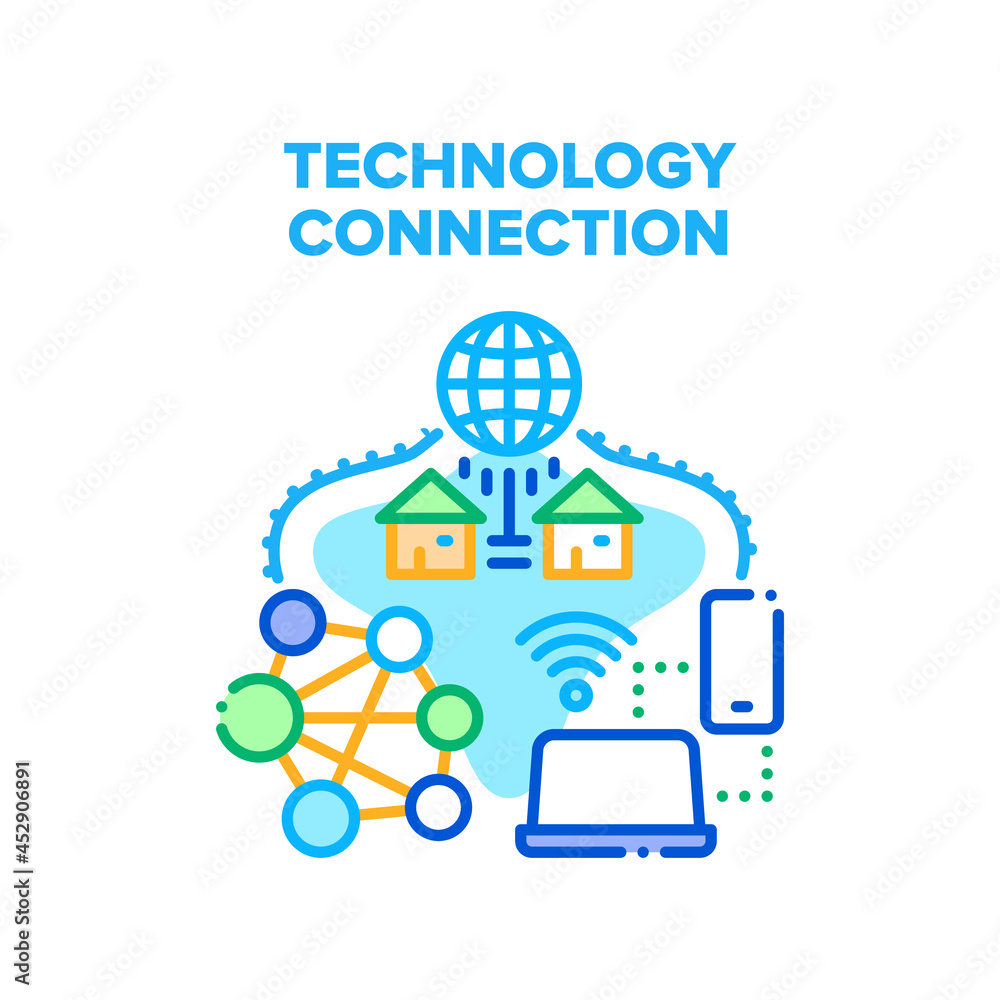 Poster technology connection vector icon concept. wifi wireless internet network connect mobile phone and c