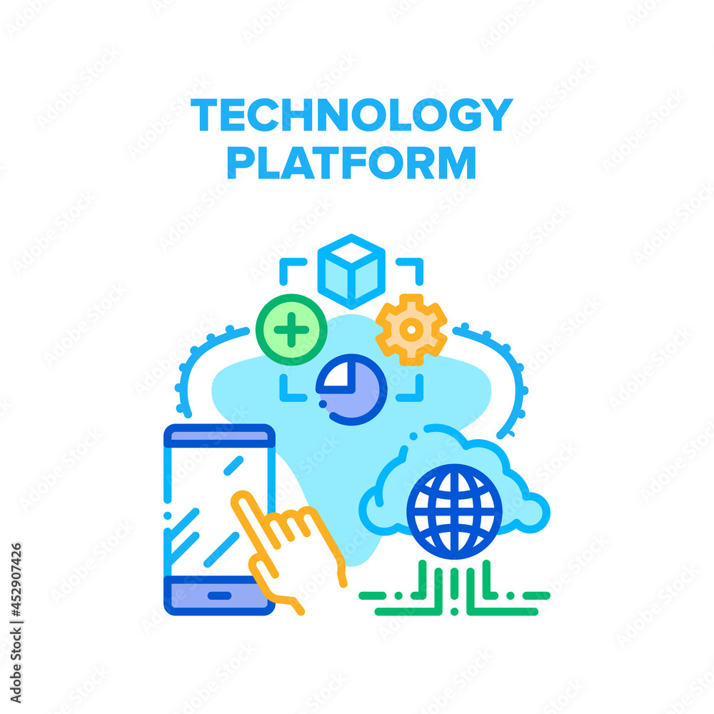 Poster technology platform vector icon concept. technology platform application for using smartphone gadget