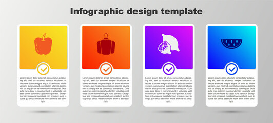 Set Apple, Bell pepper, Lemon and Watermelon. Business infographic template. Vector