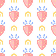 Seamless strawberry pattern, vector illustration