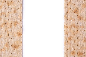 Traditional matzah bread isolated on white background. Copy space