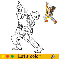 Coloring with template Halloween retro disco singer