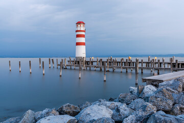 Podersdorf Lighthouse at Lake Neusiedler See at Sunrise  Burgenland, Austria