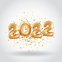 Happy new year Metallic Gold Balloons 2022 christmas