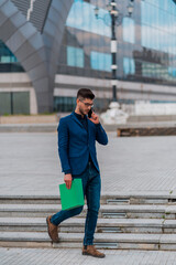 Fine businessman working in the city