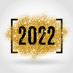 Gold glitter Happy New Year 2022 Christmas background