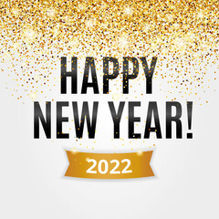 Gold glitter Happy new year 2022 christmas background
