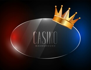 Casino background with glass frame and crown