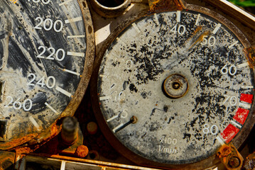 Old broken boat dashboard