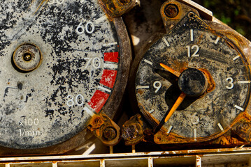 Old broken boat dashboard