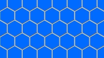 Abstract Hexagon Pattern Background, Blue Symmetrical Hexagon Shapes, Blue Background, 3D Illustration
