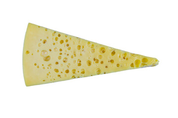 Piece of swiss cheese isolated on a white background