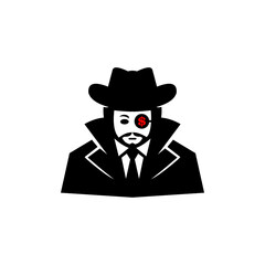 dollars spy logo silhouette of man wearing tuxedo vector illustrations