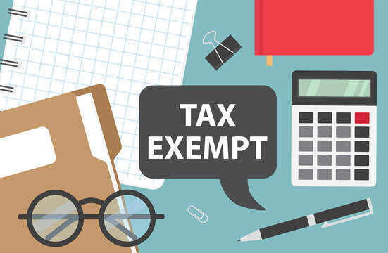 tax exempt written in speech bubble on office desk - vector illustration