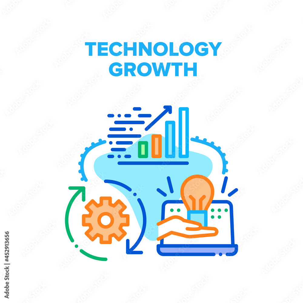 Poster technology growth vector icon concept. technology growth infographic and innovative idea for develop