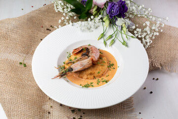 chop with potatoes and salad