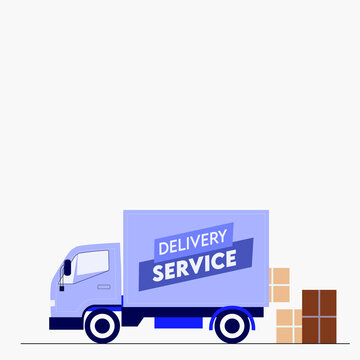 Truck delivery service Free shipping concept illustration, online shop delivery express flat design.