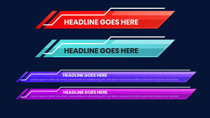 Lower third best design with trendy shape and color. Twitch overlay title, headline, news, reporter, live streaming text background. vector illustration.