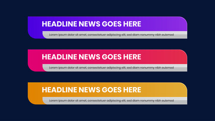 lower third vector design with modern. headline breaking news banner background template.