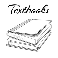 Hand drawn Illustration. Back to School. School essential illustration. Vintage vector textbooks sketch.