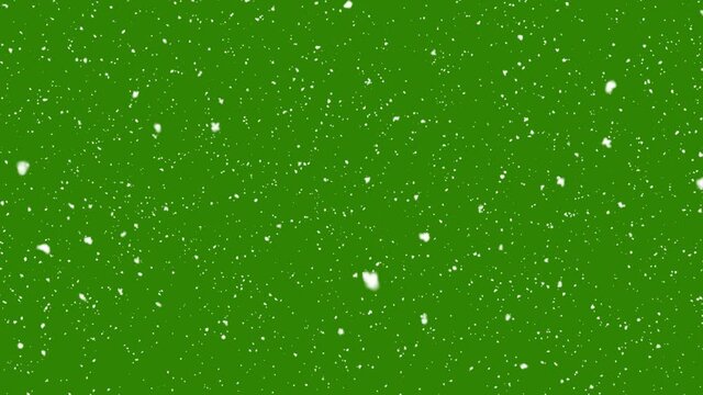 Snow falling on green background