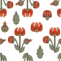 Floral raster seamless pattern. Floral botanical motifs. Illustration with flowers can be used for wallpapers, pattern fills, web page backgrounds,surface textures. Gorgeous floral arrangement