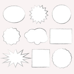 curly frames for text, watercolor, hand drawing. Round frames, square frames for dialogues and comics.