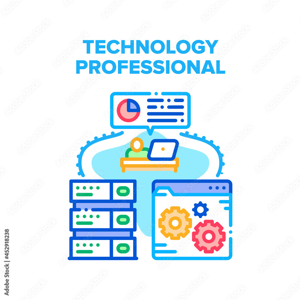Poster technology professional tool vector icon concept. technology professional server and developing soft