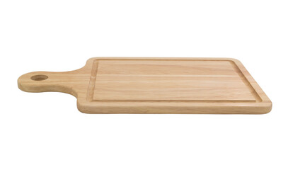 Natural wooden chopping board isolated on white 