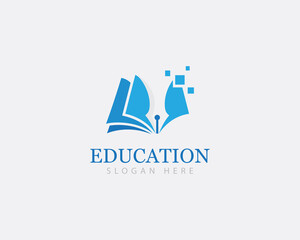 education logo creative concept digital school digital pixel design vector
