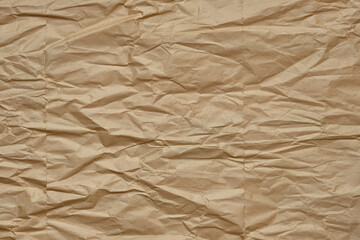 Crumpled Brown Paper Texture Background, Creased Wrapping Paper.