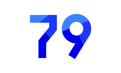 79 Number Modern Flat Blue Logo