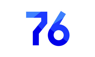 76 Number Modern Flat Blue Logo