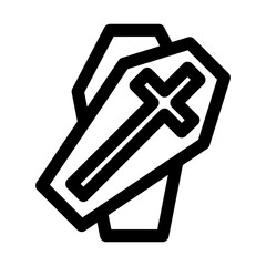 Coffin Line Icon Vector
