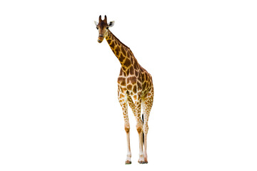 Naklejka premium Giraffe long neck, long legs isolated on the white background.