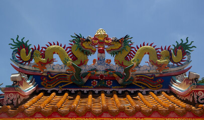 Fototapeta premium Dragon sculpture art architecture buddhist artwork