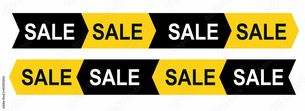 Poster ribbon with the text sale, in the form of an arrow pointing to the right or left side. for sales, pr
