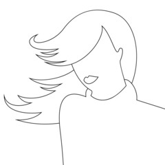 Continuous line art or One Line Drawing of a woman picture. Vector illustration.
