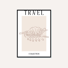 Hand drawn line art travel vector poster. Bohemian Minimal, boho style and natural wall art for print, cover, wallpaper.

