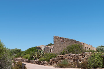 Fototapeta premium The ruins of a medieval fort on the Island Caprera