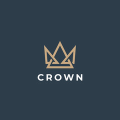 Fototapeta premium Geometric creative crown logo design. Vector template. Royal crown symbol logotype. 