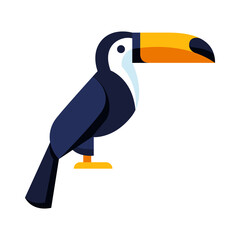 Illustration of stylized toucan. Image of wild bird in simple style.