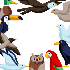 Background with stylized birds. Image of wild birds in simple style.