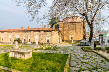 Fototapeta premium Exterior view of The Bursa Museum of Turkish and Islamic Art. The Museum of Turkish and Islamic Art is a museum located in the former medrese of Yesil Complex.