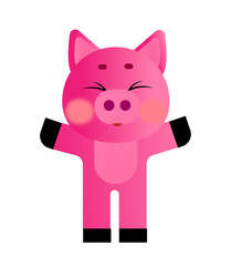 a pink piglet stands isolated on a white background
