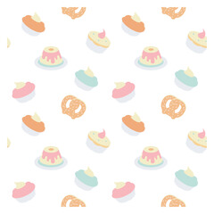 colorful seamless pattern with cupcakes