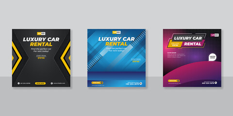 Rent a car banner for flyer and social media post template