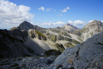 Gran Sasso National Park view from Mount Aquila in Campo Imperatore, Abruzzo, Italy