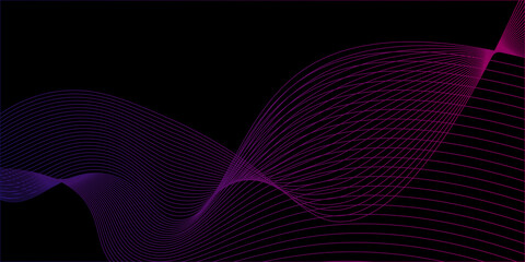 Dark wave background with purple and pink lines