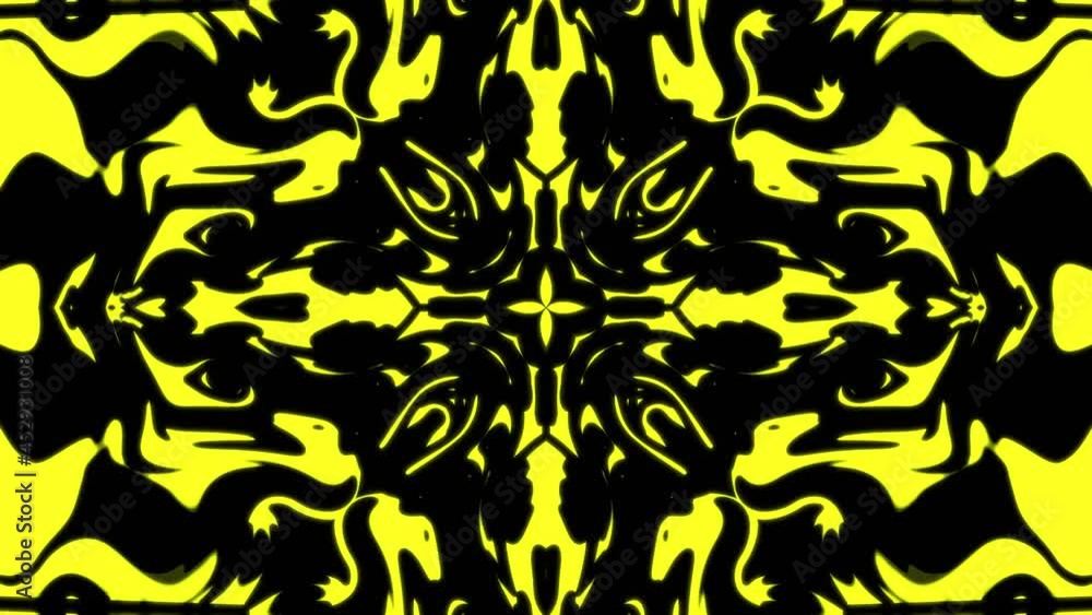 Poster abstract yellow geometric seamless pattern background. abstract stripes kaleidoscope loop. fast psyc